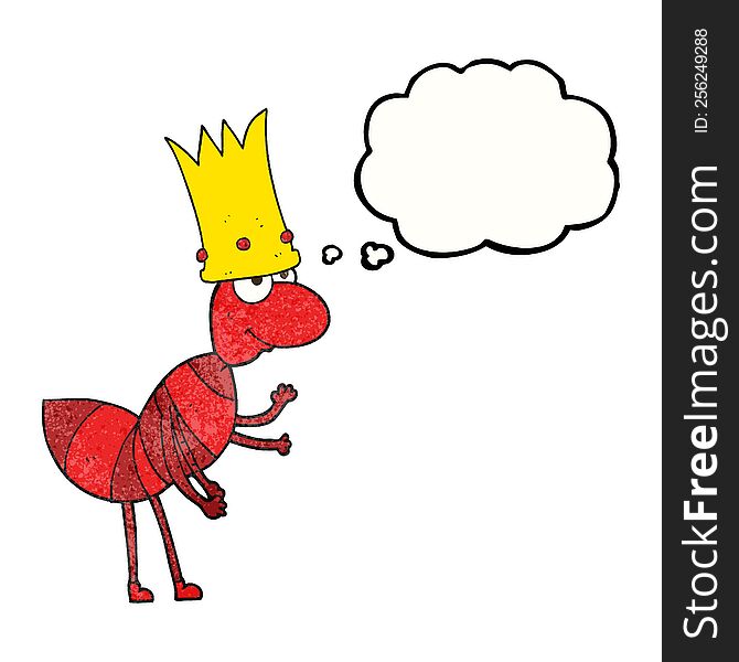 freehand drawn thought bubble textured cartoon ant queen