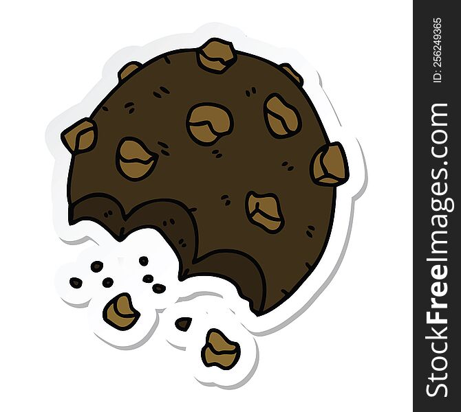 sticker of a quirky hand drawn cartoon cookie