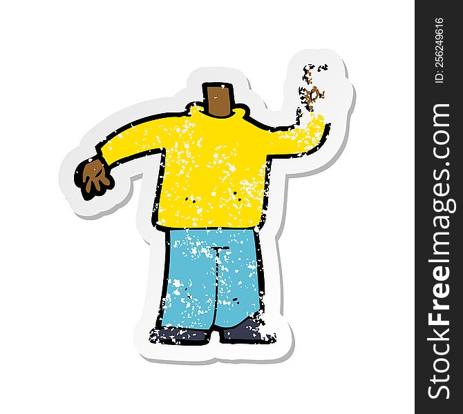 retro distressed sticker of a cartoon body giving peace sign