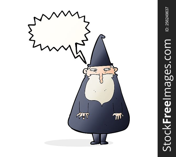 cartoon wizard with speech bubble