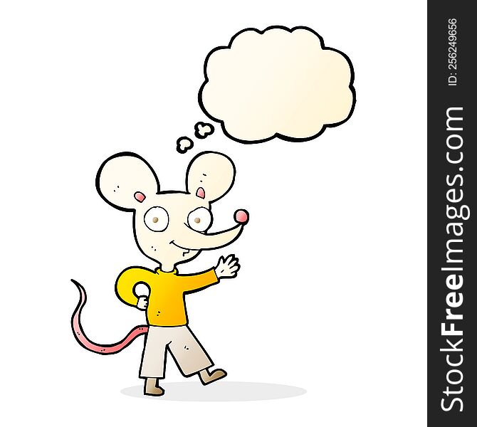 Cartoon Waving Mouse With Thought Bubble