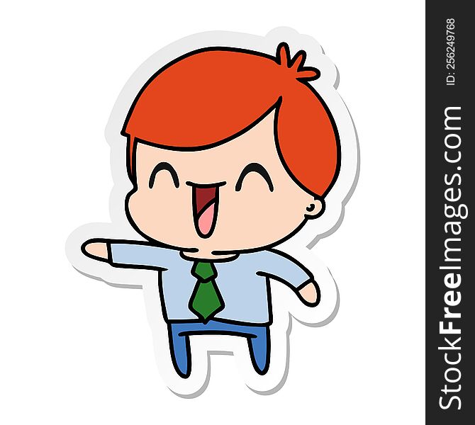 Sticker Cartoon Of Kawaii Man In Suit