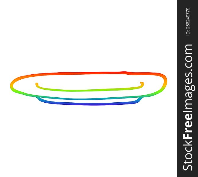 Rainbow Gradient Line Drawing Cartoon Empty Plate
