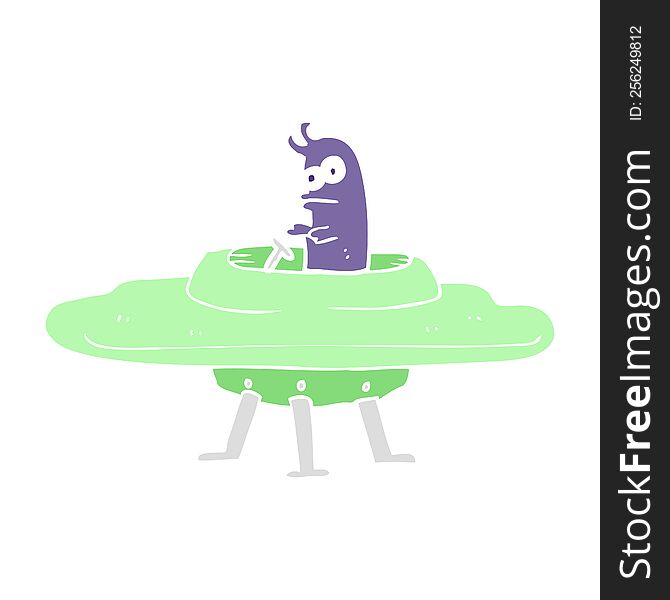 Flat Color Illustration Of A Cartoon Flying Saucer