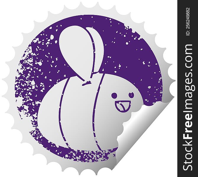 Quirky Distressed Circular Peeling Sticker Symbol Bumblebee