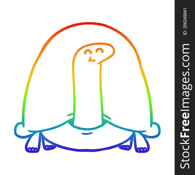 rainbow gradient line drawing of a cartoon tortoise