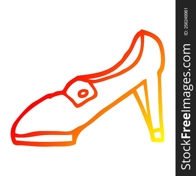 Warm Gradient Line Drawing Cartoon Red Shoe