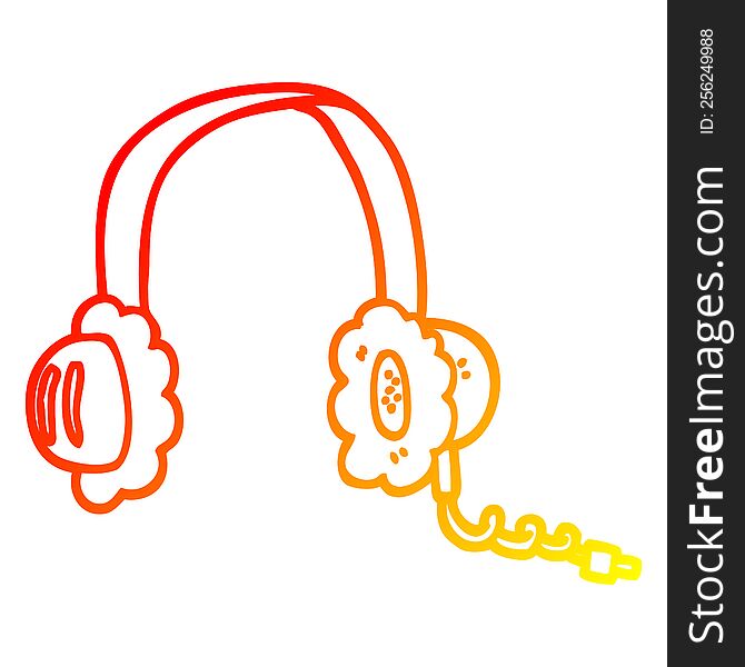 Warm Gradient Line Drawing Cartoon Music Headphones