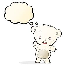 Cartoon Waving Polar Bear With Thought Bubble Royalty Free Stock Photos