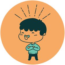 Icon Of Tattoo Style Boy Sticking Out Tongue Royalty Free Stock Photography