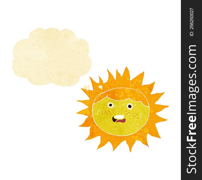 Sun Cartoon Character With Thought Bubble