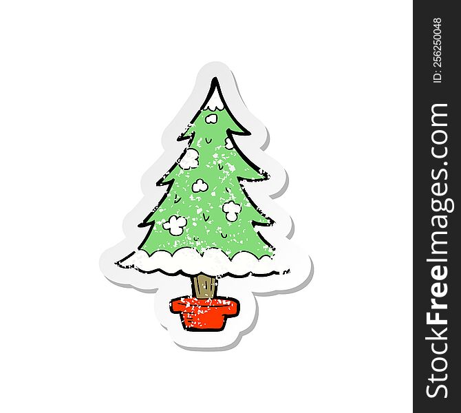 Retro Distressed Sticker Of A Cartoon Christmas Tree