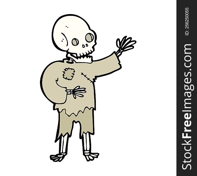 cartoon skeleton waving