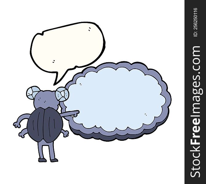 Speech Bubble Cartoon Pointing Insect