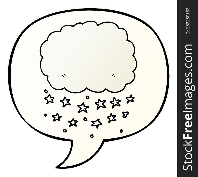 Cartoon Rain Cloud And Speech Bubble In Smooth Gradient Style