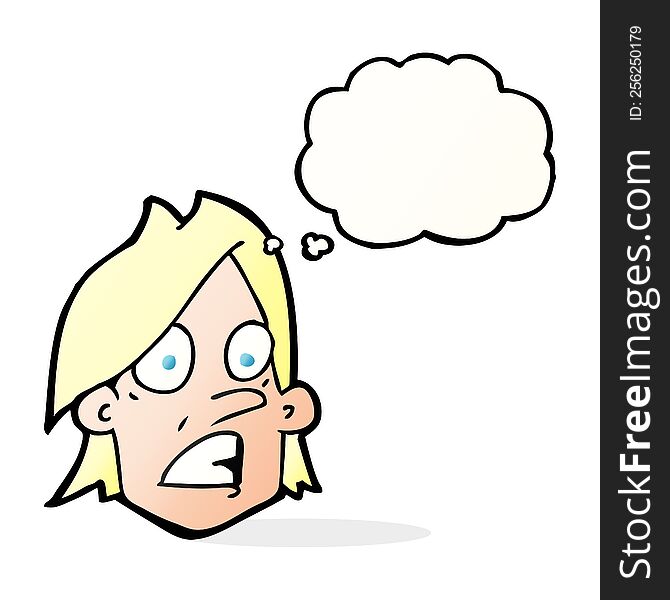 Cartoon Frightened Face With Thought Bubble