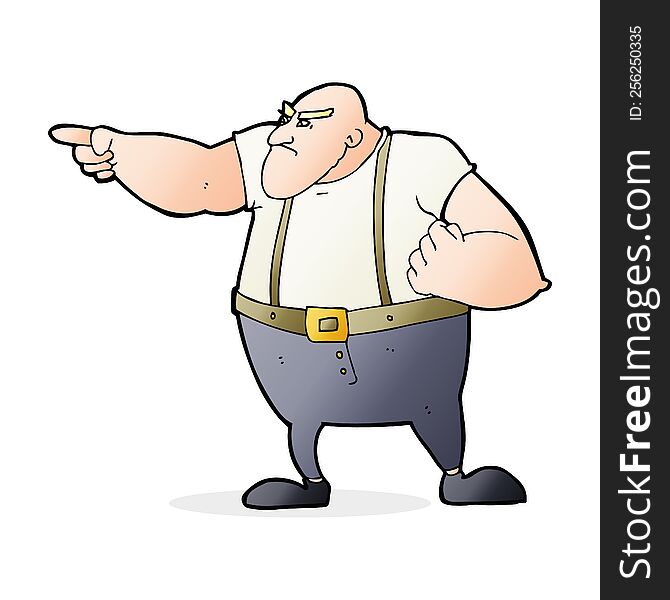 cartoon angry tough guy pointing