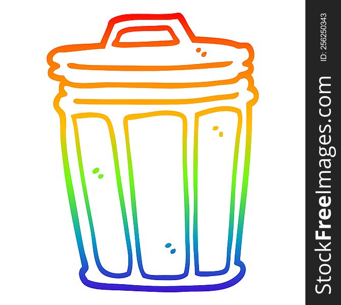 rainbow gradient line drawing cartoon trash can