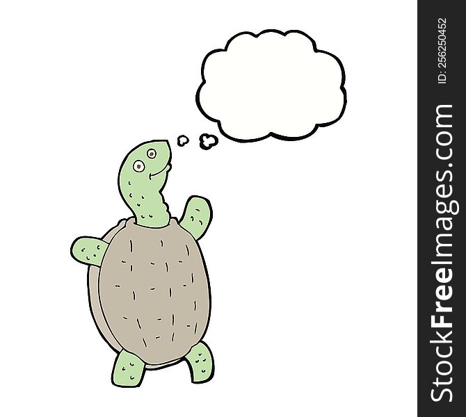 Cartoon Happy Turtle With Thought Bubble