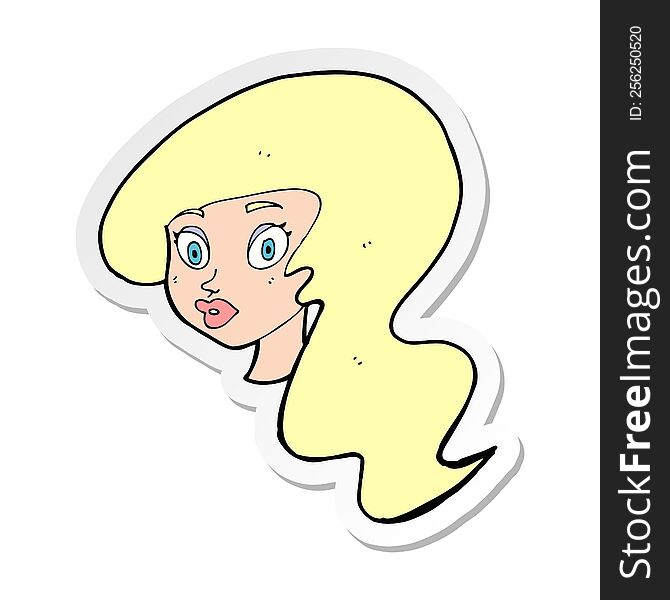 sticker of a cartoon pretty female face