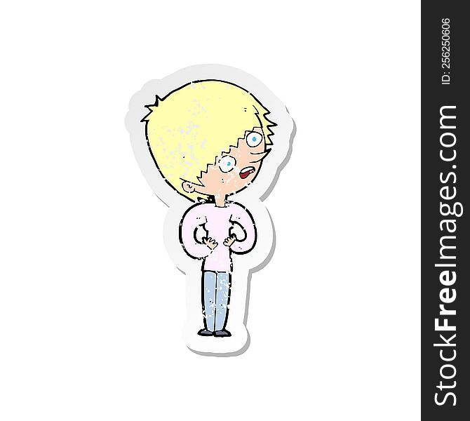 Retro Distressed Sticker Of A Cartoon Shocked Woman