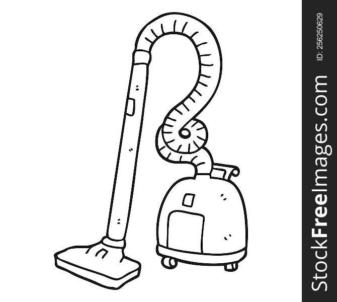 black and white cartoon vacuum cleaner