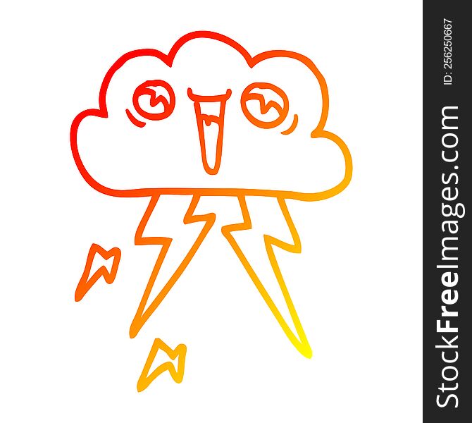 Warm Gradient Line Drawing Cartoon Lightening Cloud