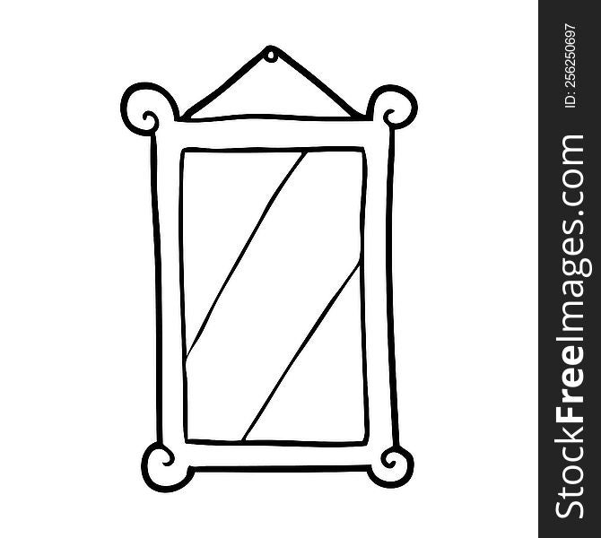 line drawing of a framed old mirror. line drawing of a framed old mirror