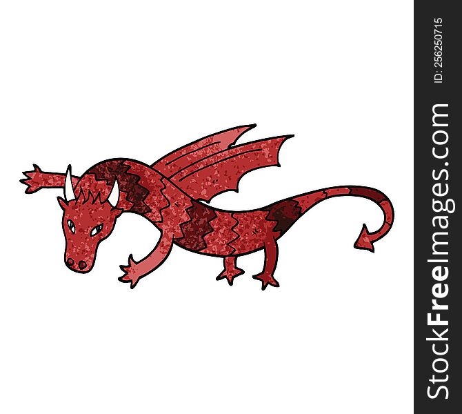 cartoon doodle flying dragon