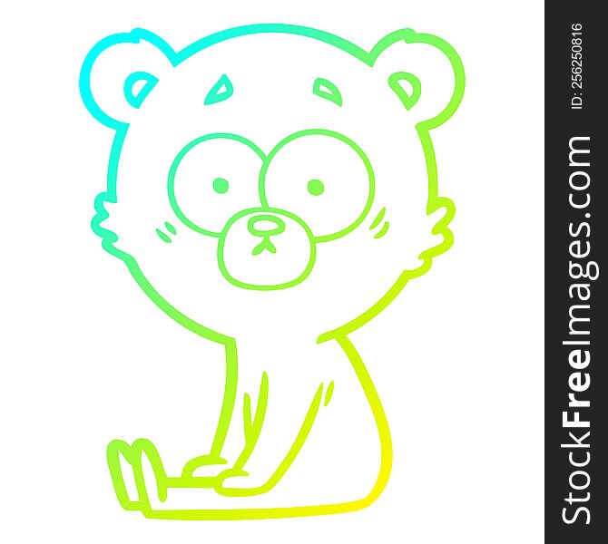 Cold Gradient Line Drawing Nervous Polar Bear Cartoon