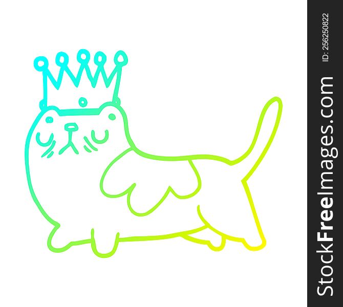Cold Gradient Line Drawing Cartoon Arrogant Cat