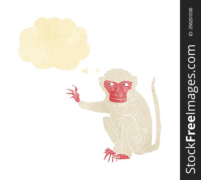 Cartoon Evil Monkey With Thought Bubble