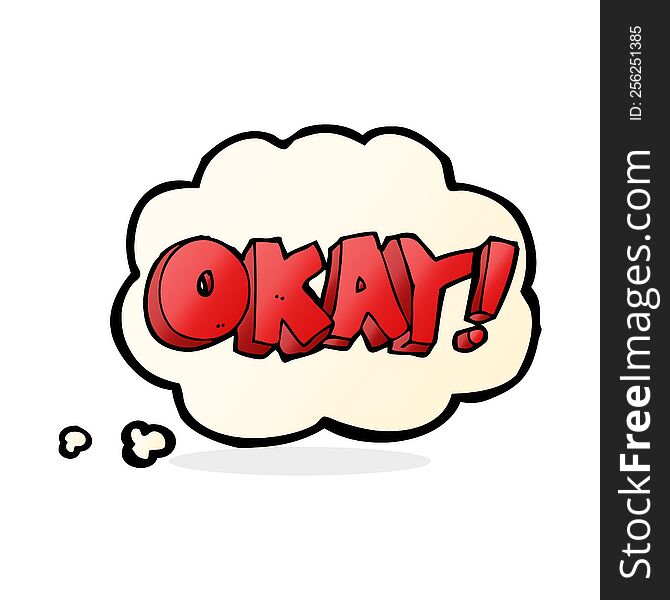 Cartoon Okay Sign With Thought Bubble