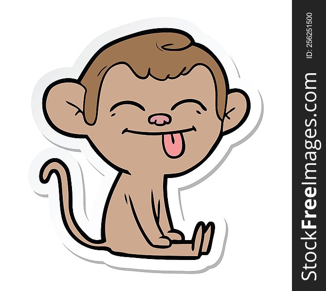 sticker of a funny cartoon monkey sitting