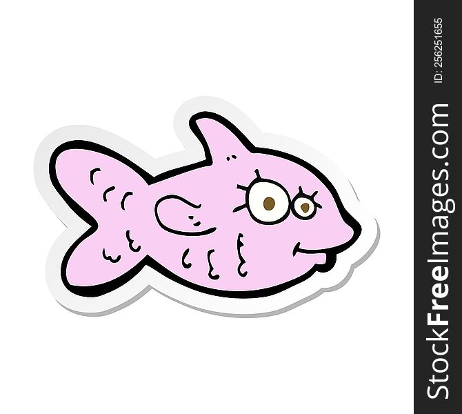 sticker of a cartoon happy fish