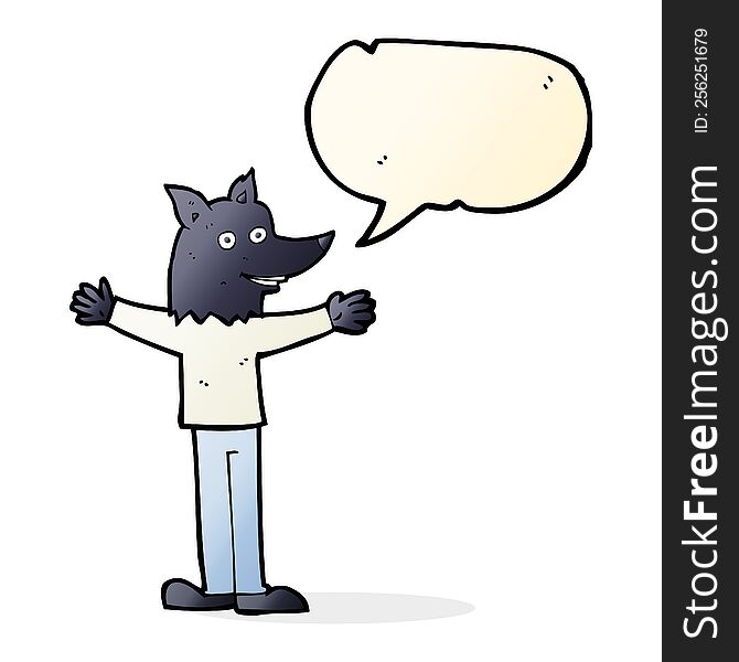Cartoon Werewolf With Speech Bubble