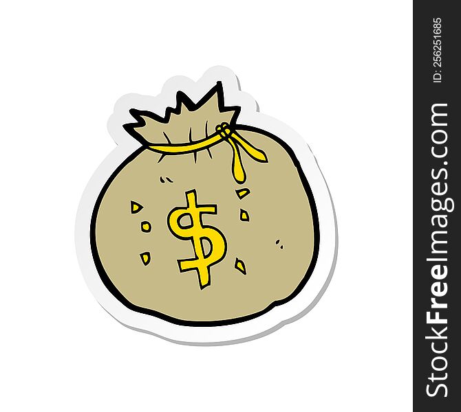 sticker of a cartoon bag of money