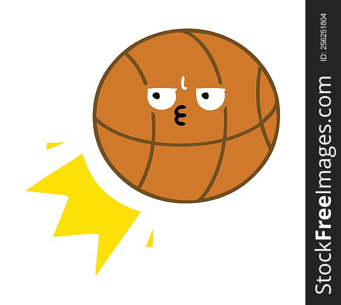 flat color retro cartoon of a basketball