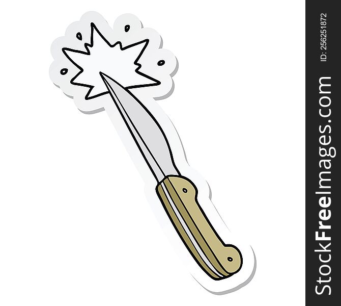 sticker of a cartoon sharp kitchen knife