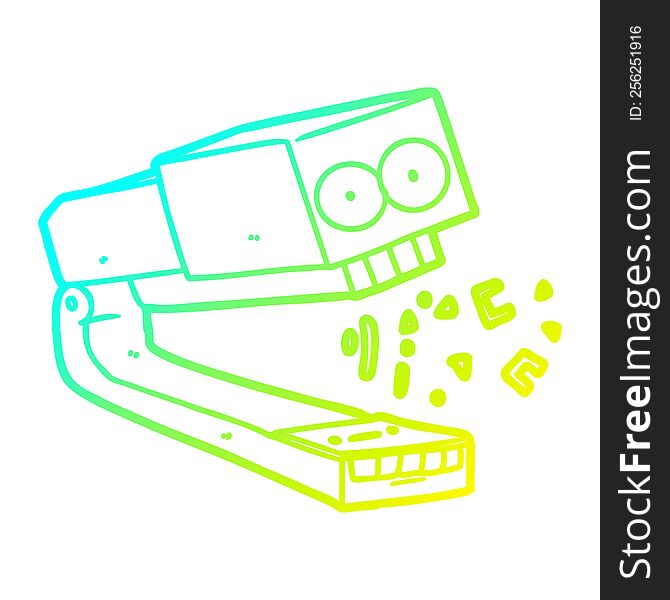 cold gradient line drawing crazy cartoon stapler