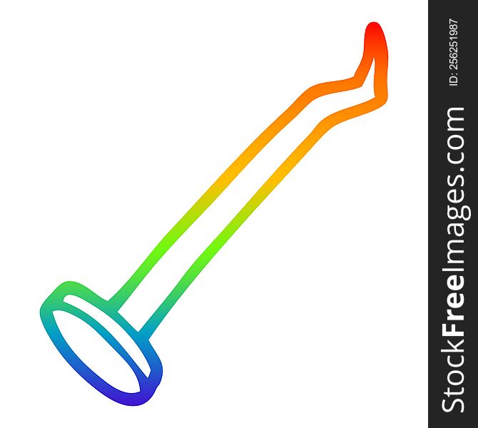 rainbow gradient line drawing of a cartoon nail