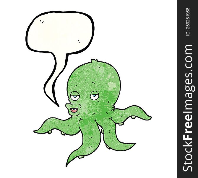 freehand speech bubble textured cartoon octopus