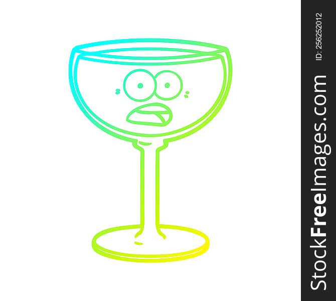 Cold Gradient Line Drawing Cartoon Glass Of Wine
