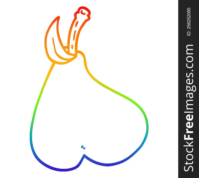 Rainbow Gradient Line Drawing Cartoon Pear