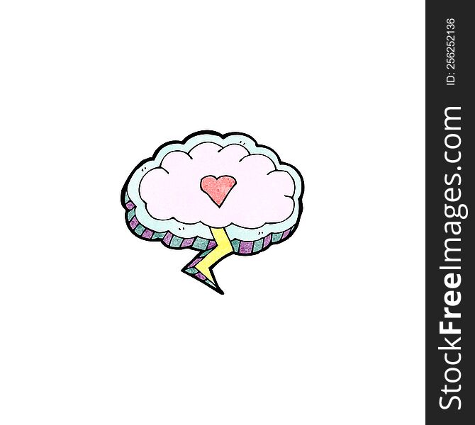 Cartoon Thunder Cloud With Love Heart