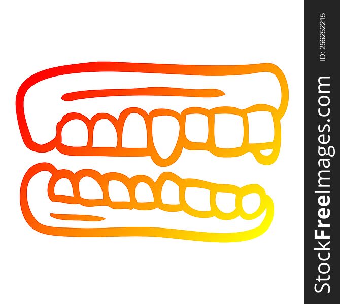 Warm Gradient Line Drawing Cartoon False Teeth