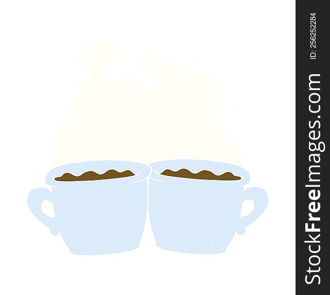 Flat Color Illustration Of A Cartoon Old Coffee Cup