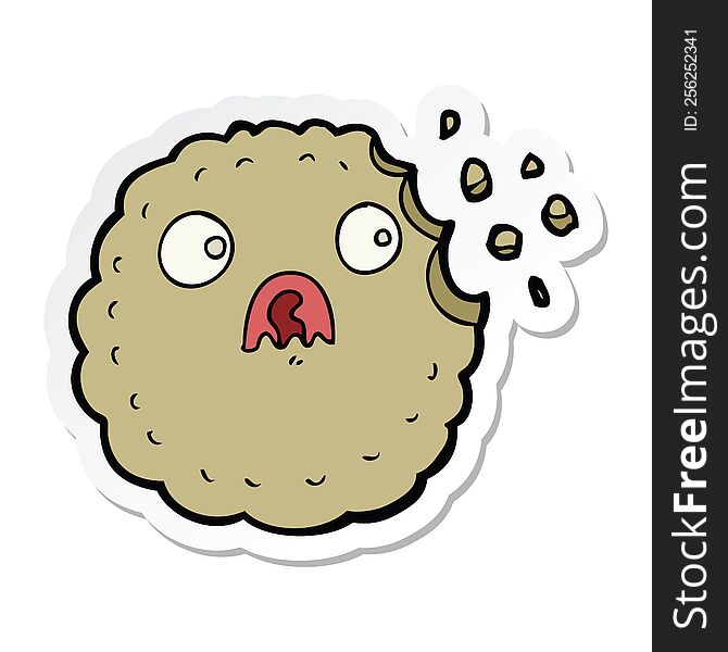 Sticker Of A Frightened Cookie Cartoon