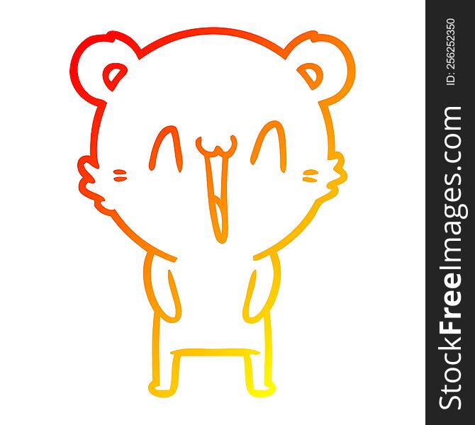 Warm Gradient Line Drawing Happy Bear Cartoon