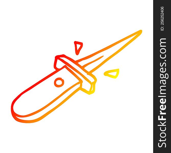 warm gradient line drawing of a cartoon flick knife snapping open